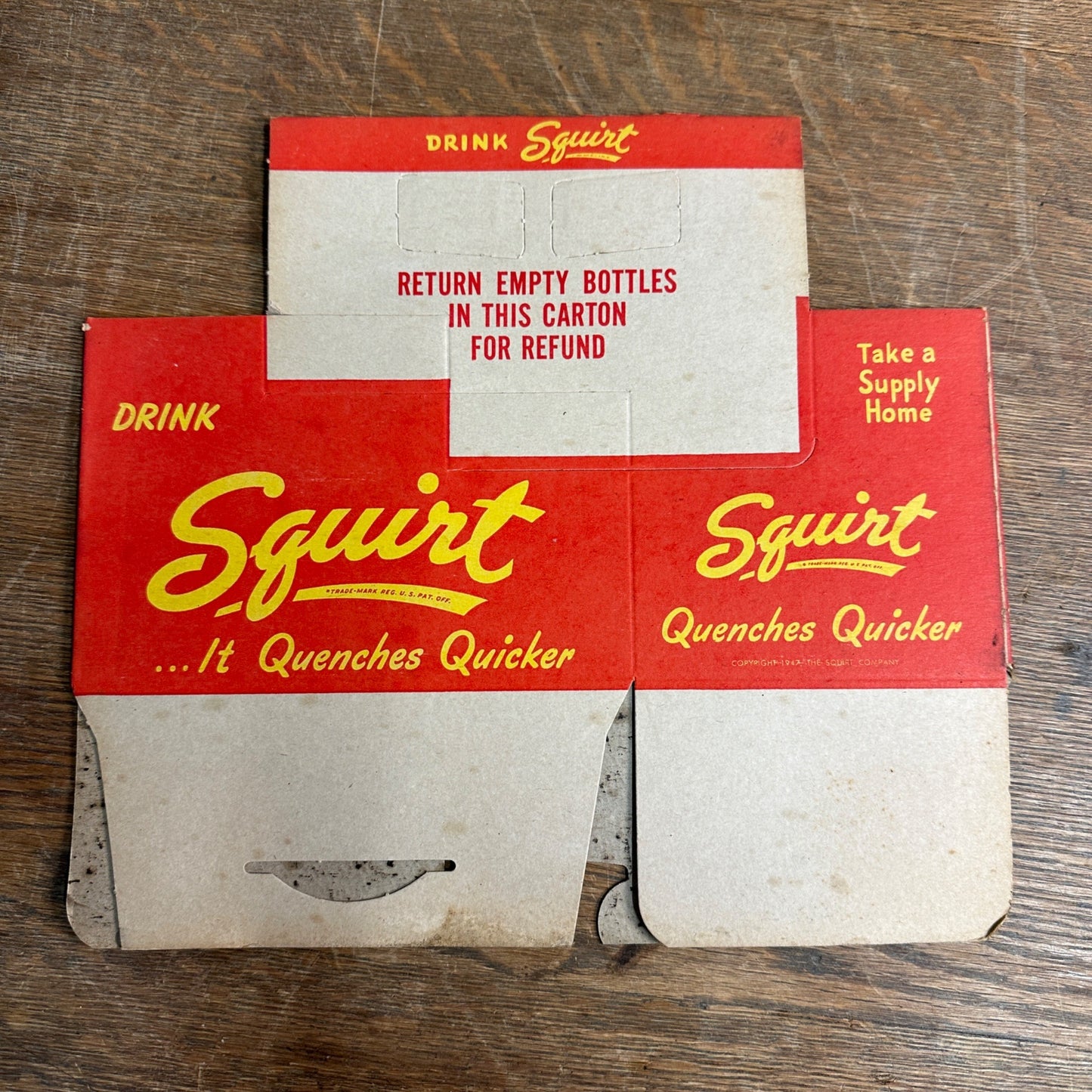 SCARCE Squirt 6-pack Cardboard Pop NOS Soda Carrier Tote red