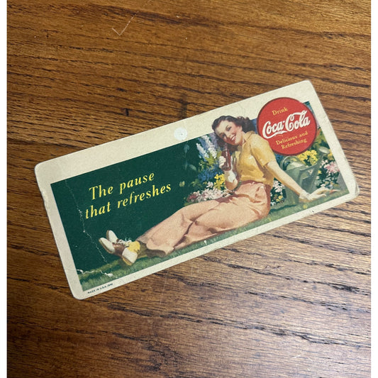 Vintage 1941 Coca Cola Girl Ink Blotter Advertising Pause That Refreshes