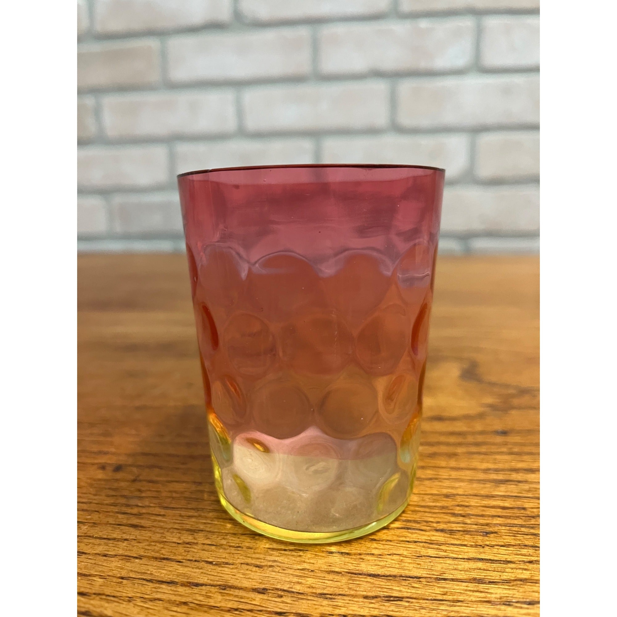 Scarce Antique Hobbs Inverted Thumbprint Amberina / Rubina Verde Glass Tumbler