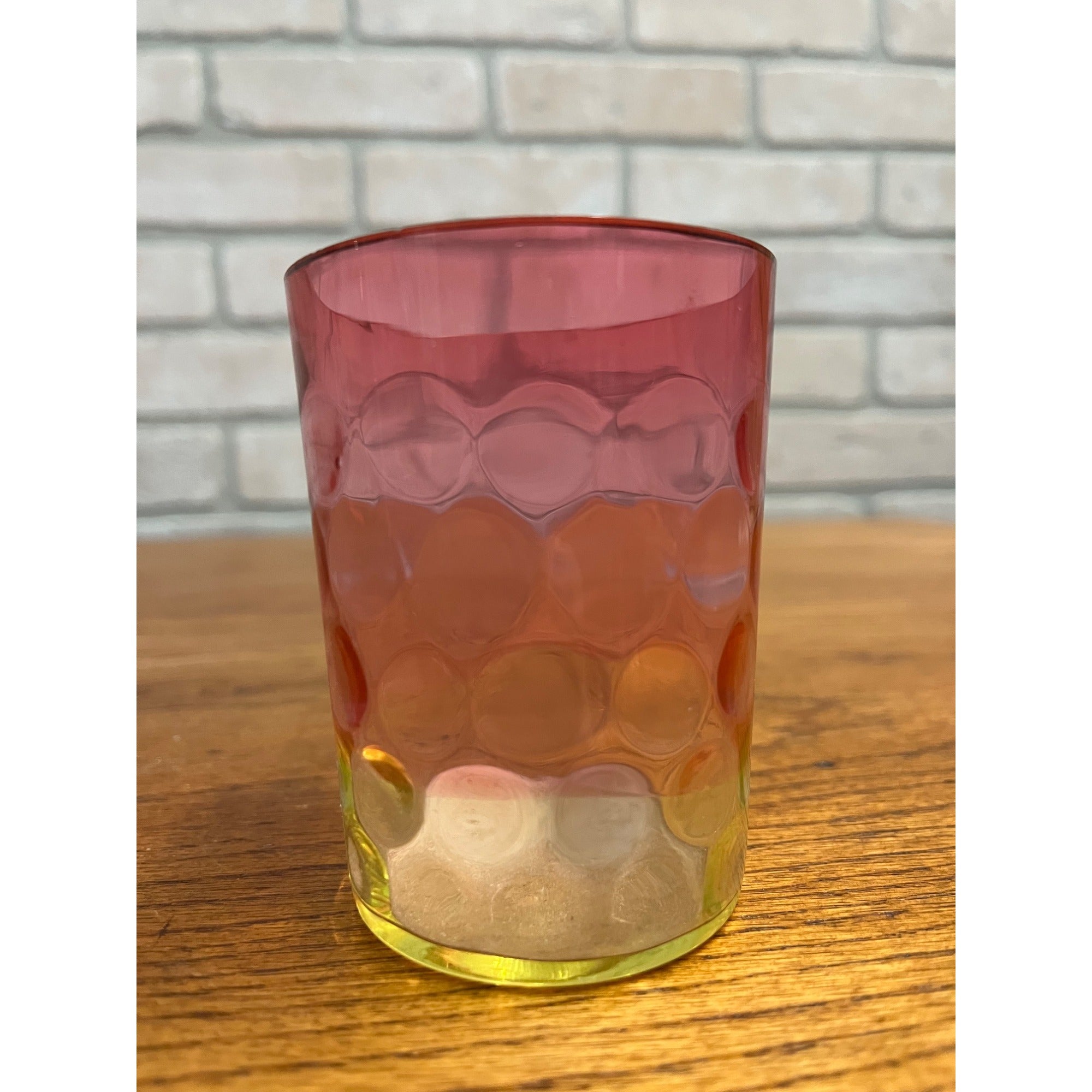 Scarce Antique Hobbs Inverted Thumbprint Amberina / Rubina Verde Glass Tumbler