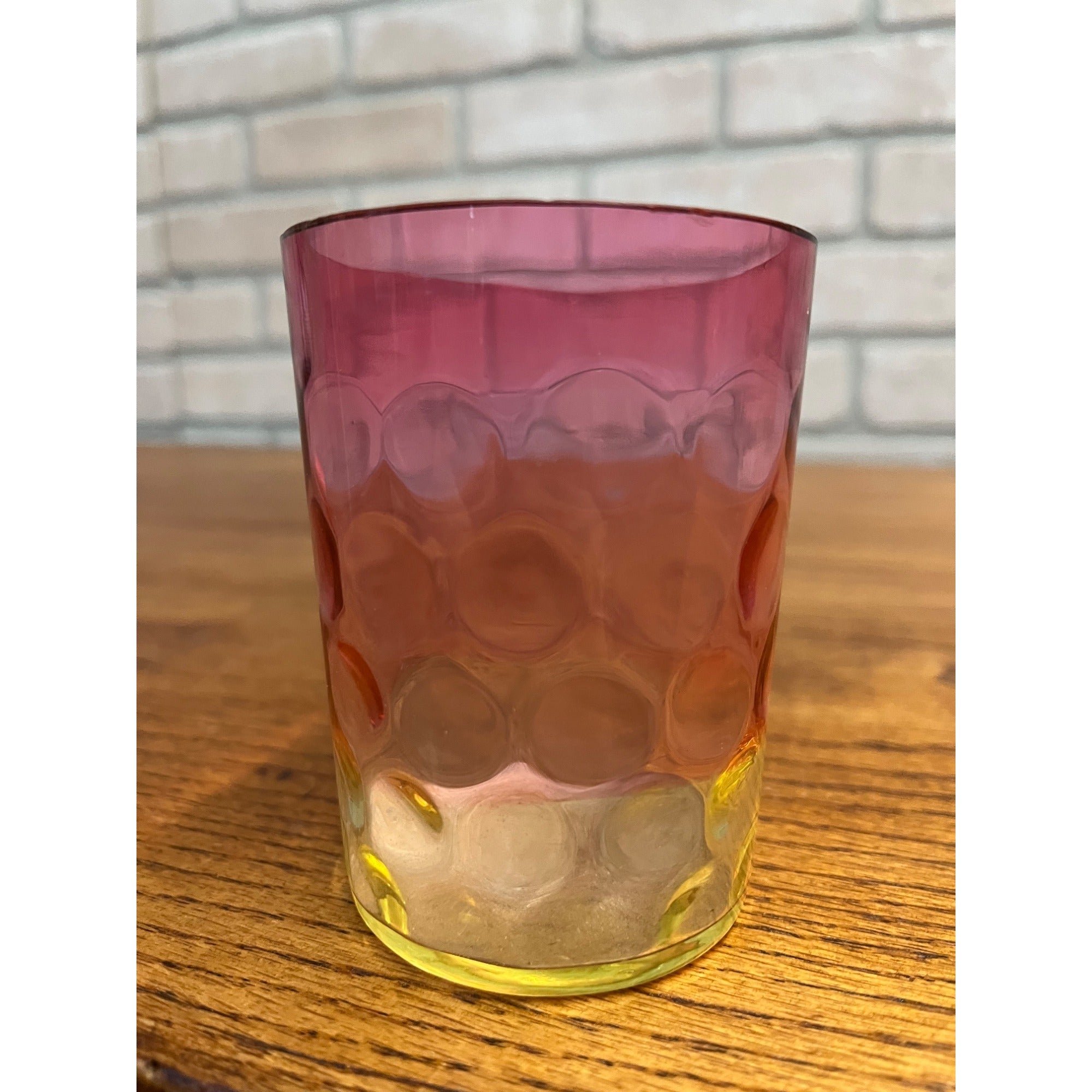 Scarce Antique Hobbs Inverted Thumbprint Amberina / Rubina Verde Glass Tumbler