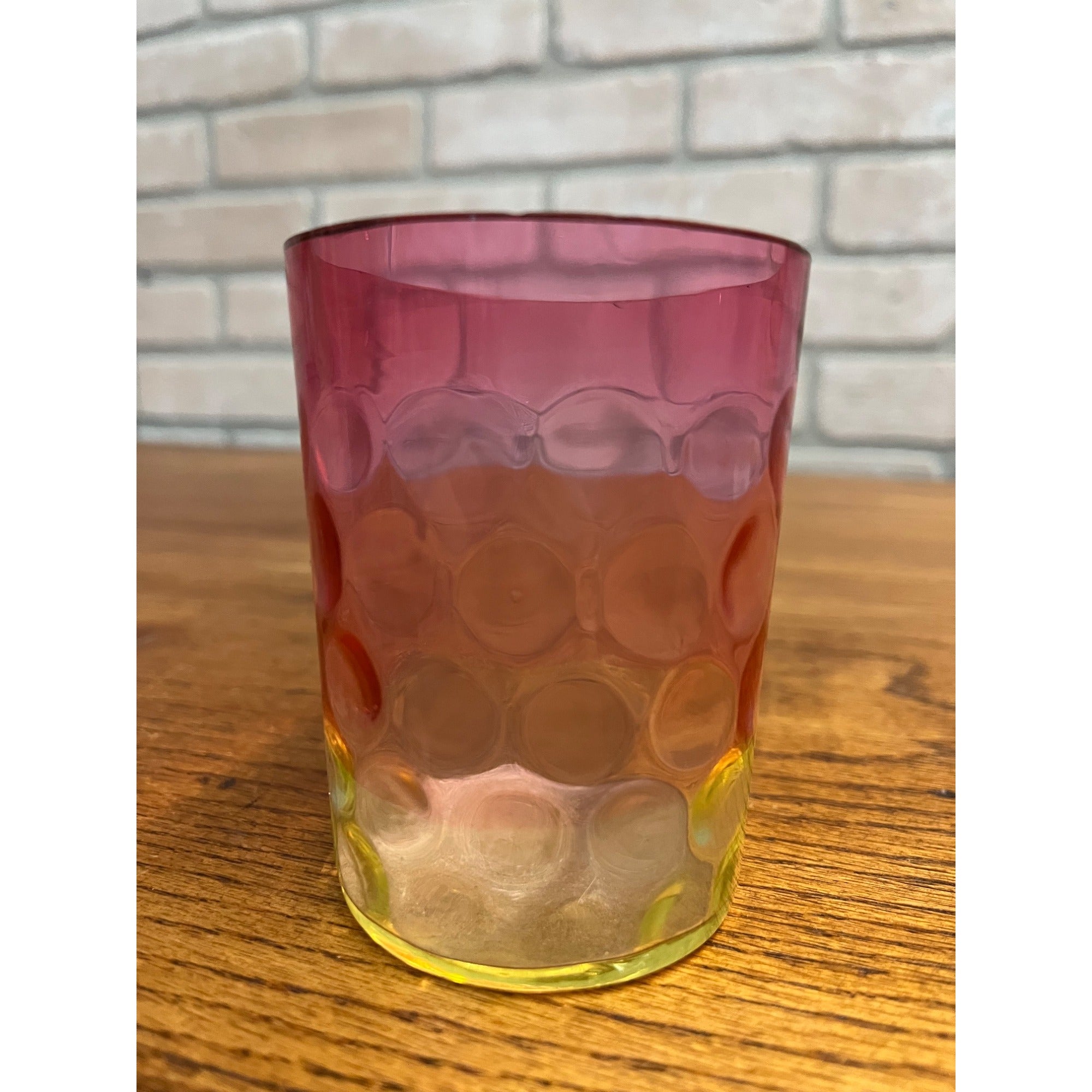 Scarce Antique Hobbs Inverted Thumbprint Amberina / Rubina Verde Glass Tumbler