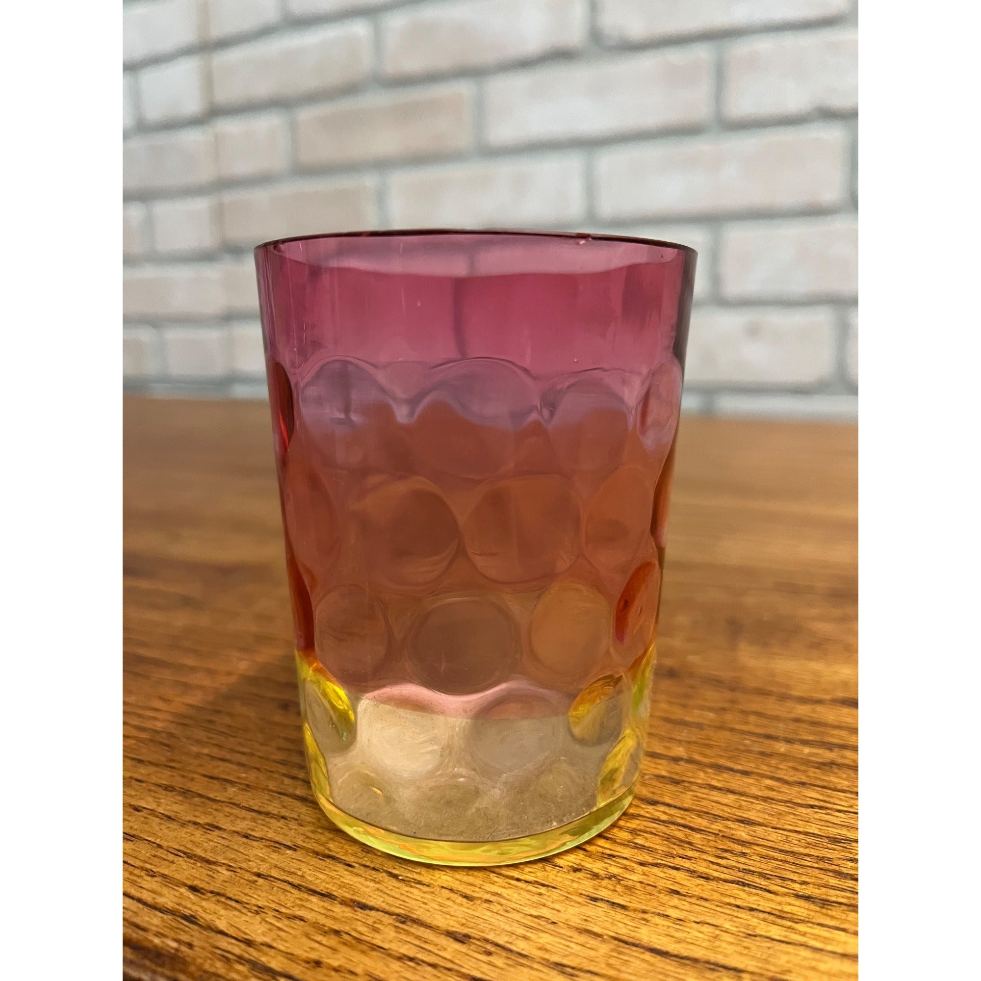 Scarce Antique Hobbs Inverted Thumbprint Amberina / Rubina Verde Glass Tumbler