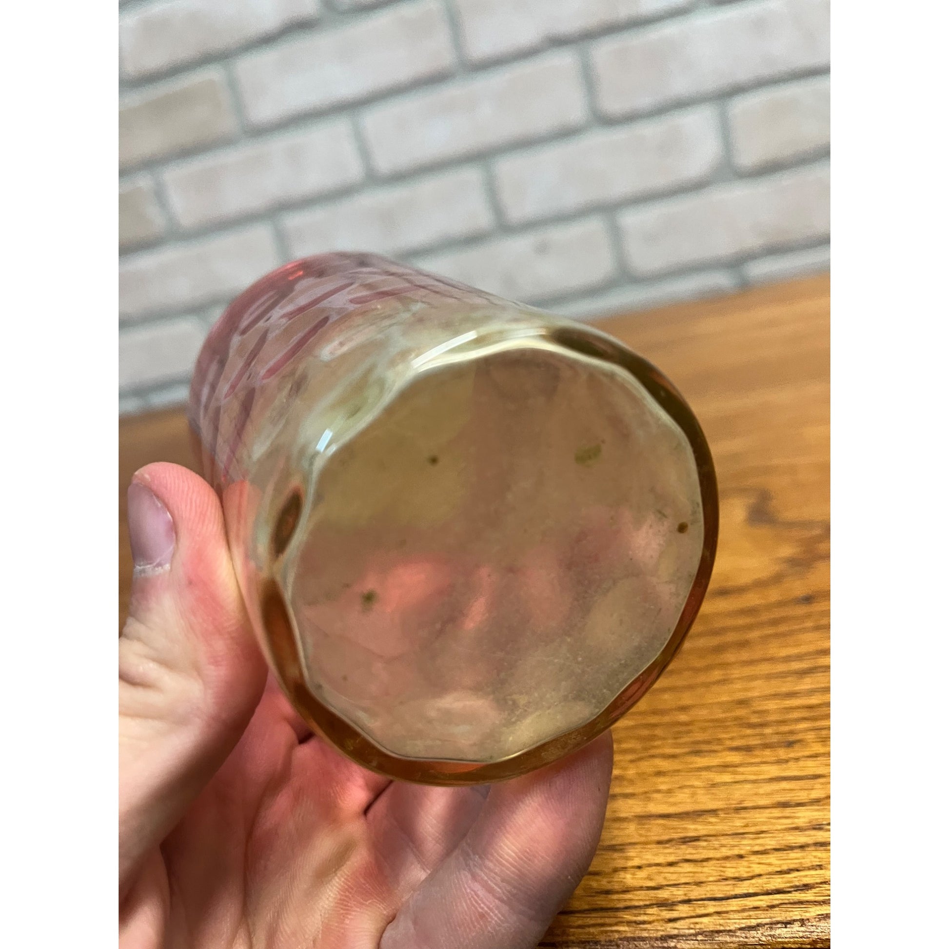 Scarce Antique Hobbs Inverted Thumbprint Amberina / Rubina Verde Glass Tumbler