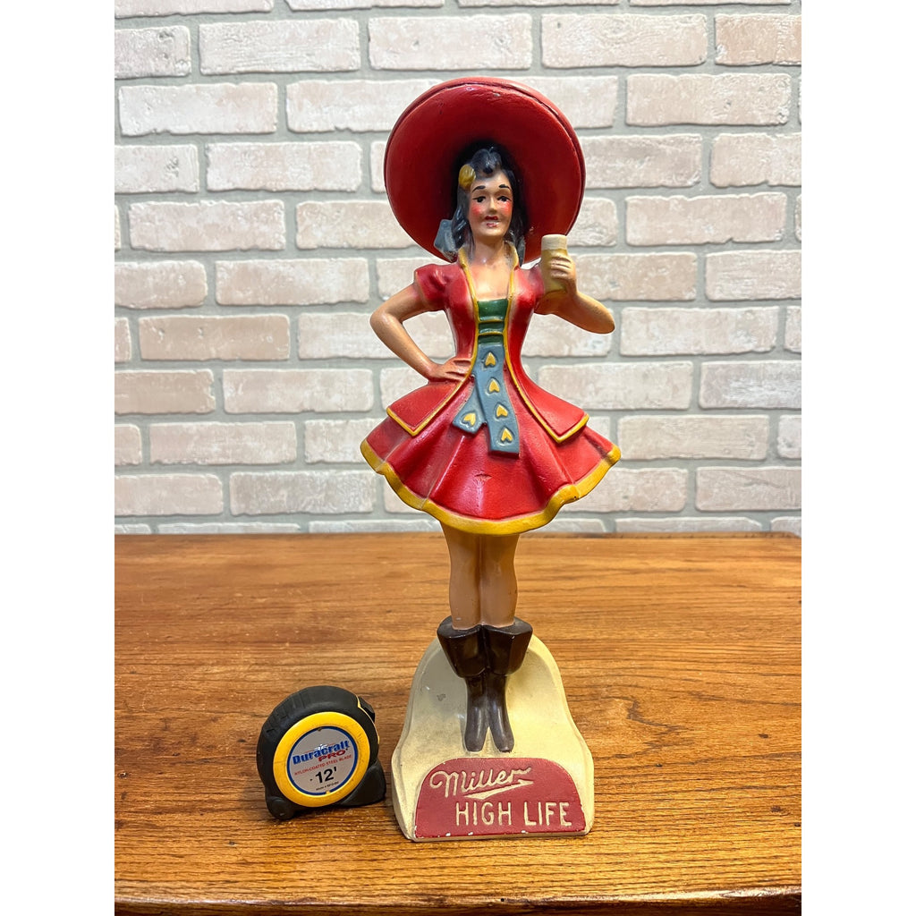 Original Vintage 1950s Miller High Life Beer Girl Plaster Back Bar Statue Sign