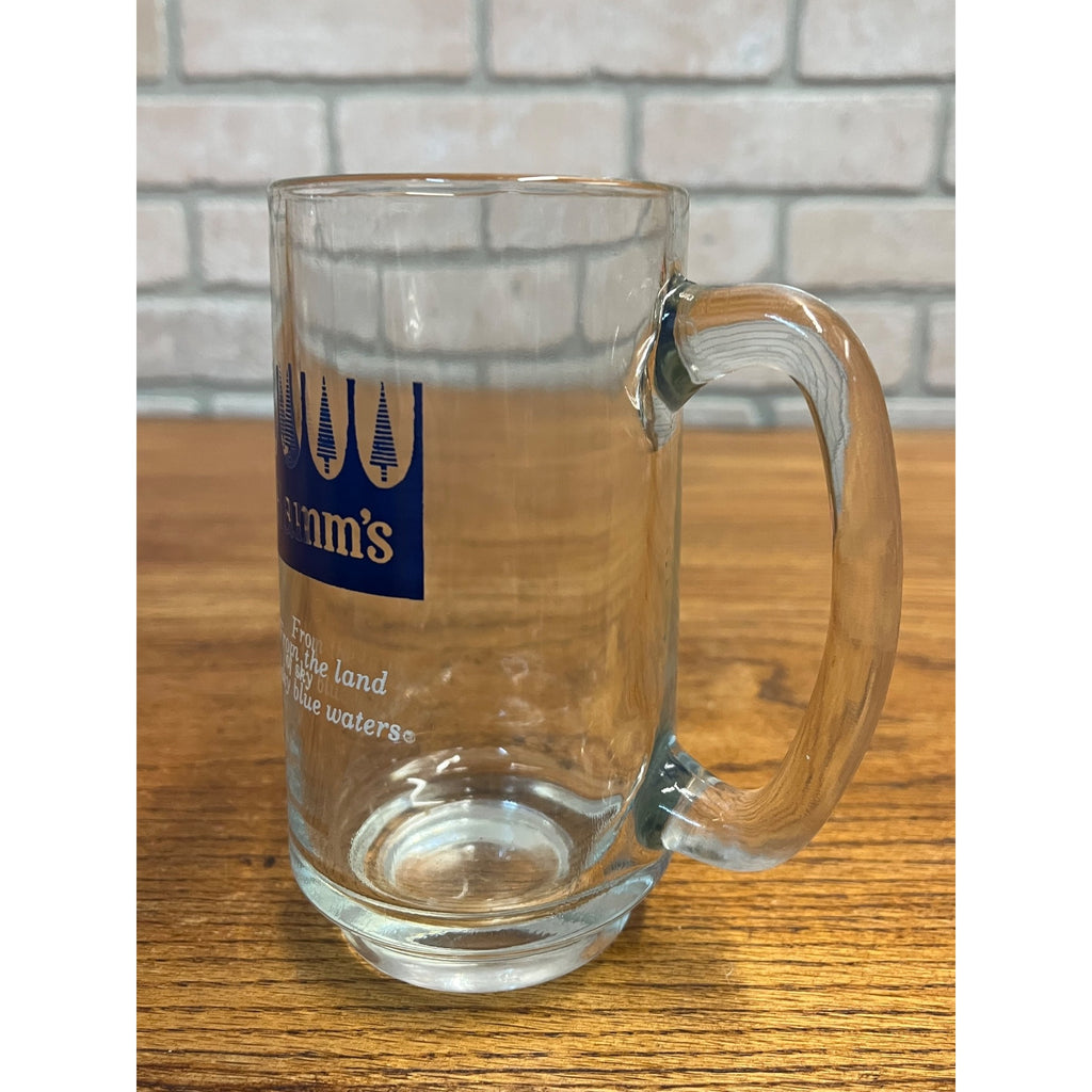 Vintage Hamm's Beer Heavy Glass Tankard Mug Blue Crown Logo 5.5"