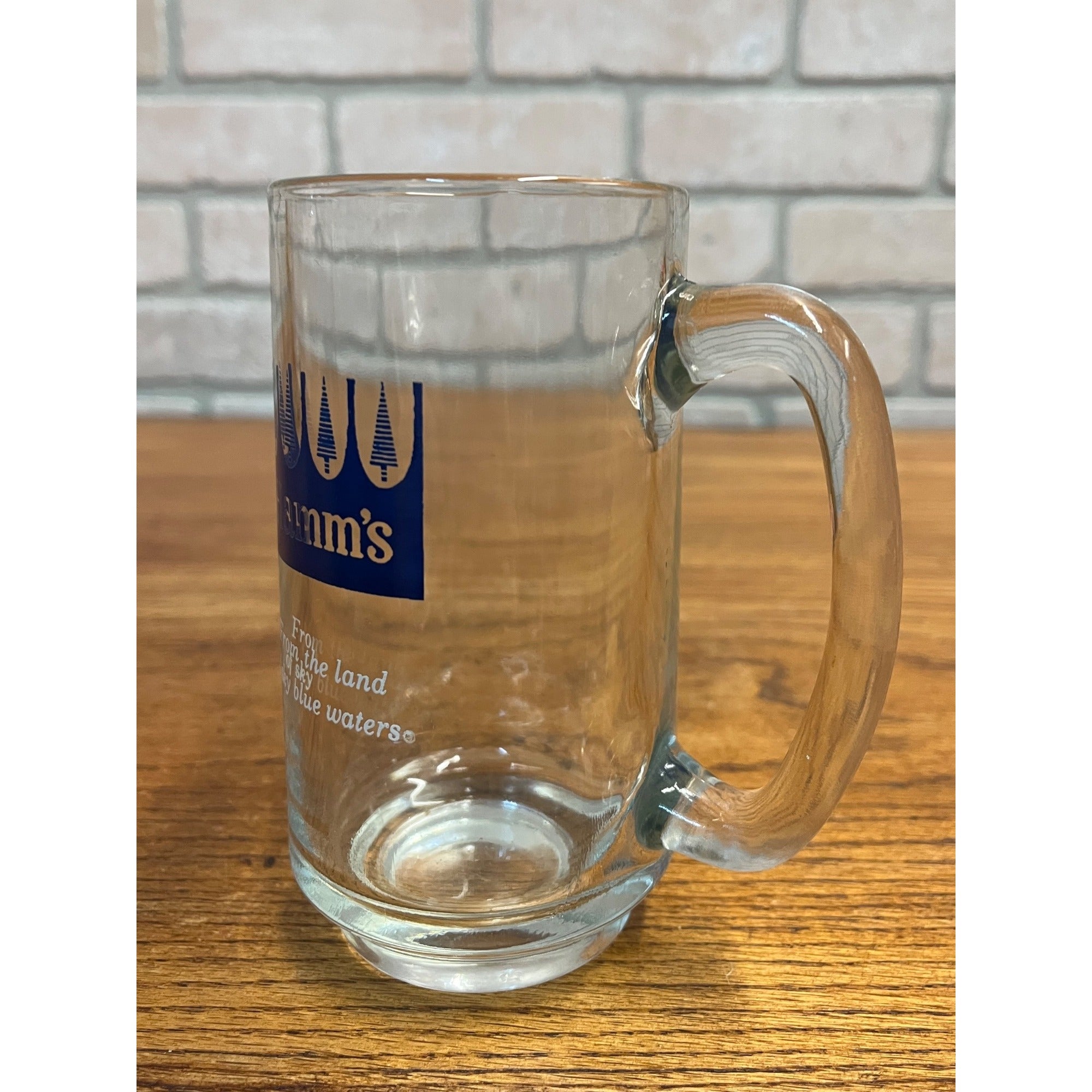 Vintage Hamm's Beer Heavy Glass Tankard Mug Blue Crown Logo 5.5"