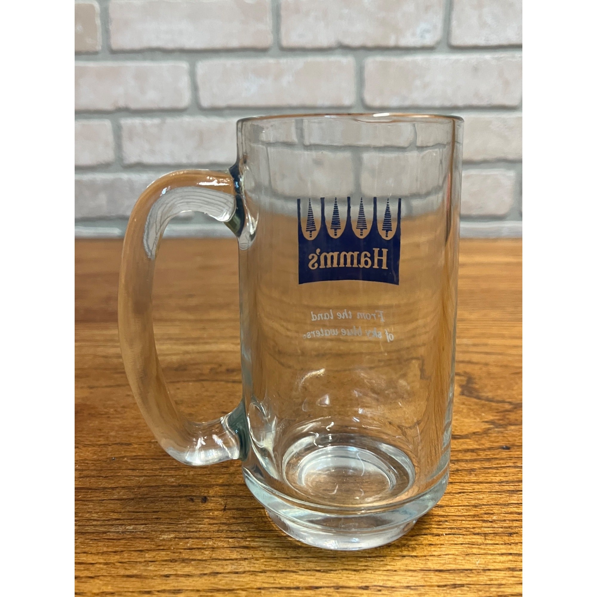 Vintage Hamm's Beer Heavy Glass Tankard Mug Blue Crown Logo 5.5"
