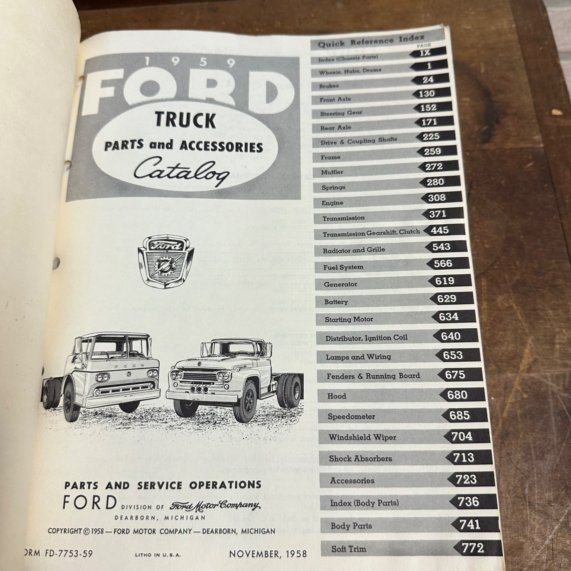 Vintage 1958 Ford Truck Parts & Accessories Master Catalog FD-7753-59