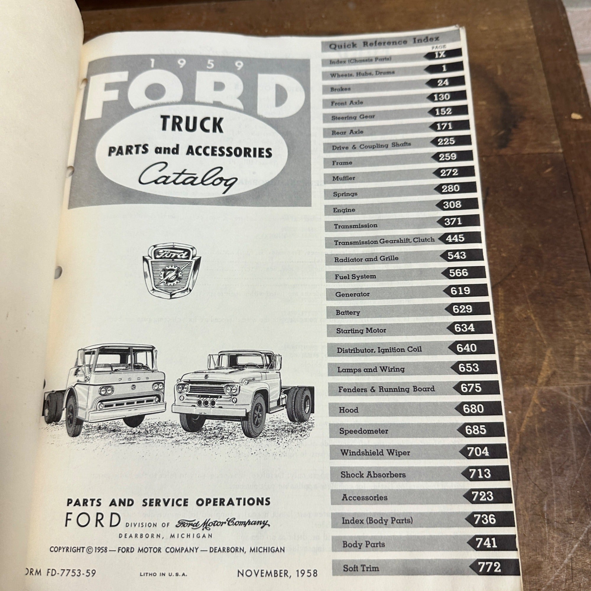 Vintage 1958 Ford Truck Parts & Accessories Master Catalog FD-7753-59