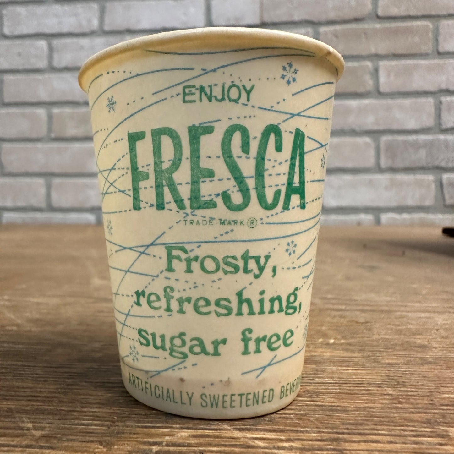 Vintage 4oz Fresca Sample Soda Paper Wax Cup Advertising Coca Cola