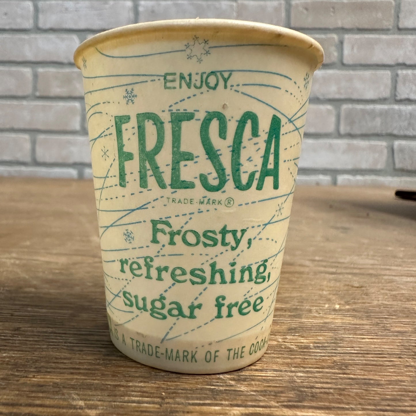 Vintage 4oz Fresca Sample Soda Paper Wax Cup Advertising Coca Cola