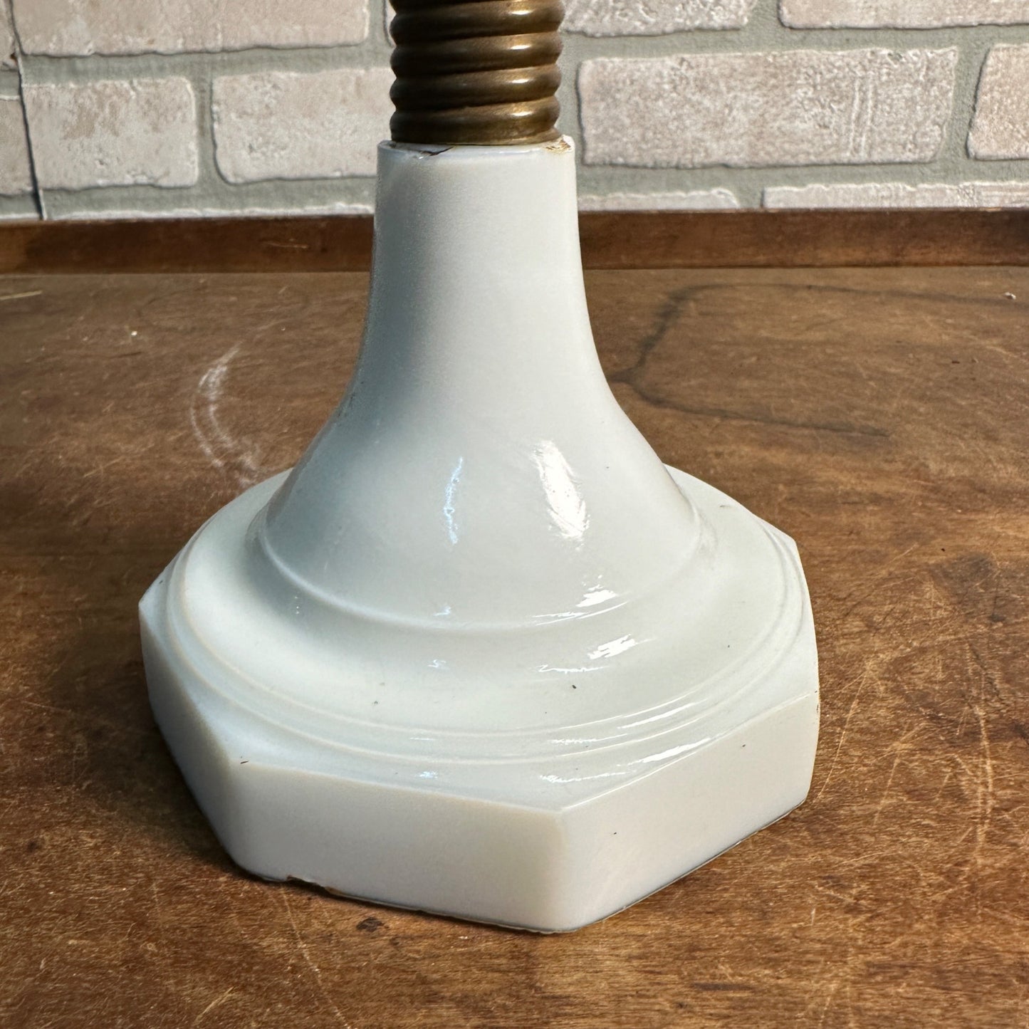 Antique EAPG Civil War Era Oil Lamp 12" Pedestal Milk Glass Base