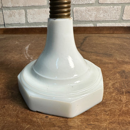 Antique EAPG Civil War Era Oil Lamp 12" Pedestal Milk Glass Base