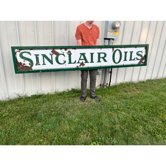 Original 1920s Sinclair Oils Service Gas Station Porcelain Advertising Sign