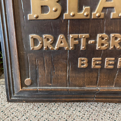 Vintage Blatz Beer Faux-Wood Plastic Drafter Brewed Beer Sign Tavern