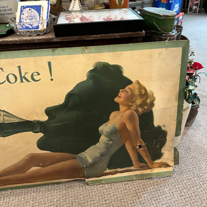 Vintage Cardstock 1951 Coca Cola Soda Sign Now Lets Have A Coke Women