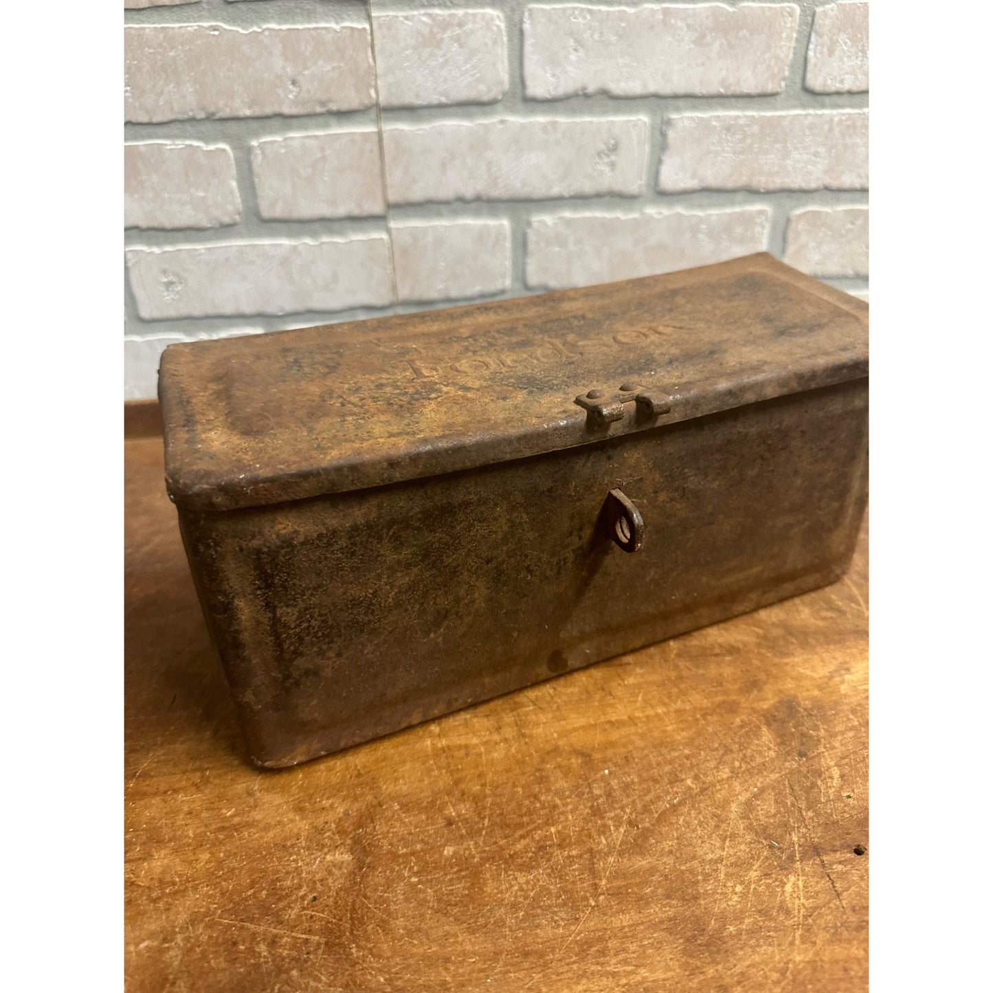 Antique Fordson Steel Embossed Tractor Storage Tool Box - NO Latch