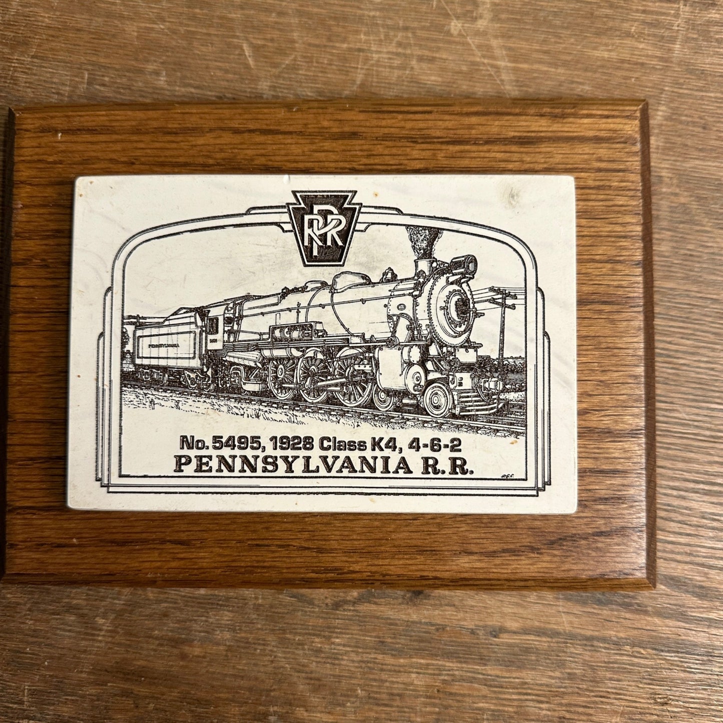 VINTAGE PENNSYLVANIA RAILROAD PLAQUE No.5495, 1928 Class K4, 4-6-2 Etched