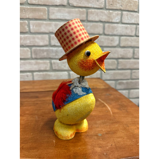 ANTIQUE EASTER CANDY CONTAINER CHICK PUTZ NODDER TOP HAT CONTAINE WEST GERMANY