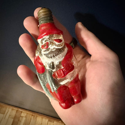 Vintage 4" C9 Santa Christmas Figural Glass Light Bulb WORKS