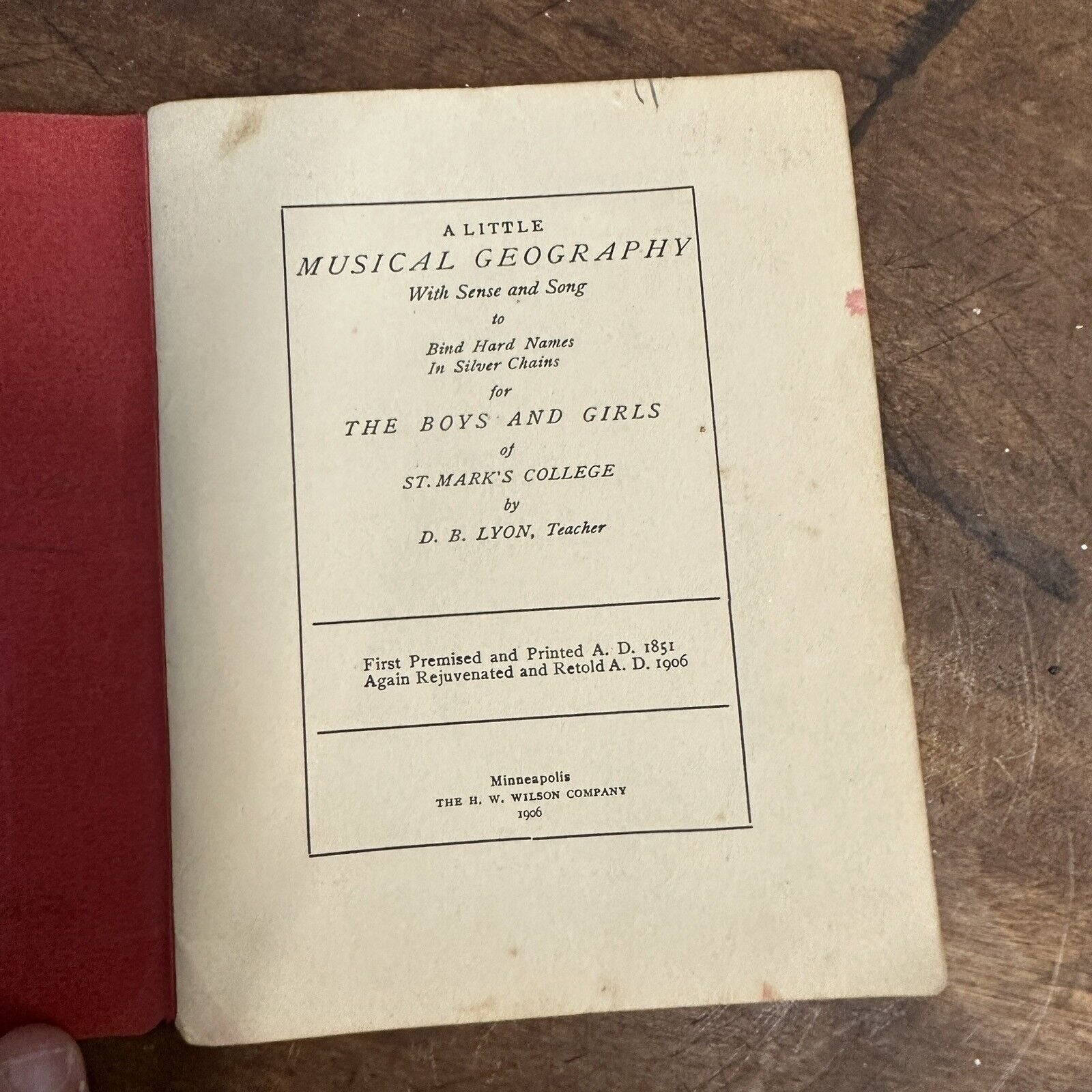 A Little Musical Geography For Schools (1906) St. Mark's College Softcover Book