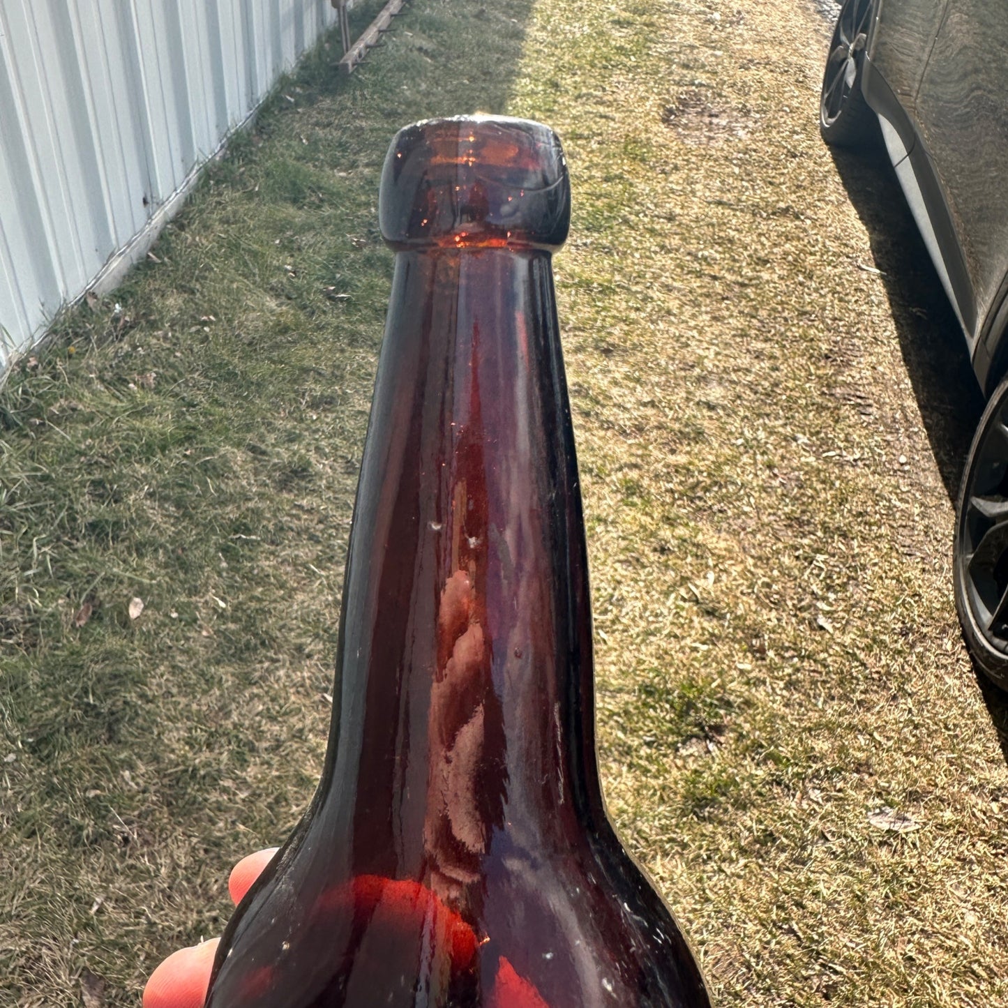 PRE-PROHIBITION SANDERS BROS QUART AMBER BROWN BEER BOTTLE FOND DU LAC WIS BLOB