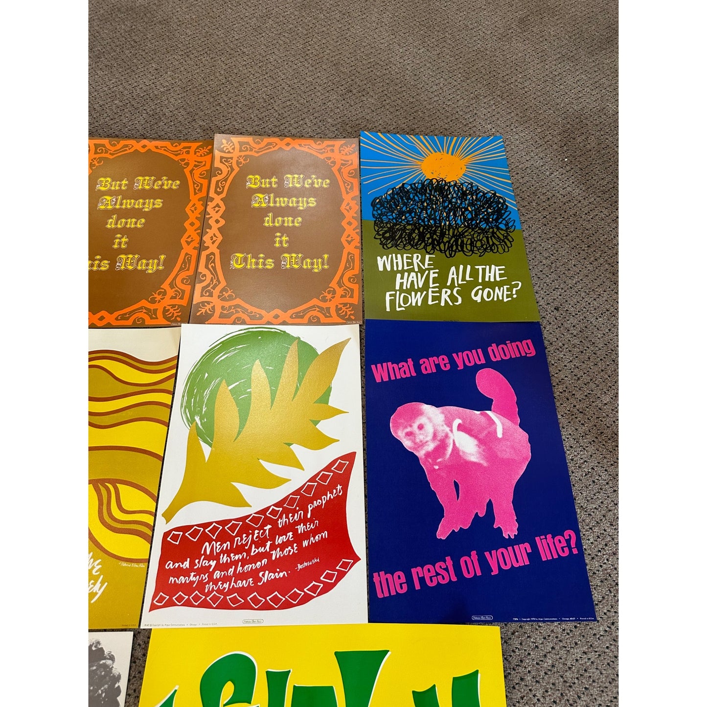 Vintage 1960s Patricia Ellen Ricci Art Posters Psychedelic, Inspirational Quotes