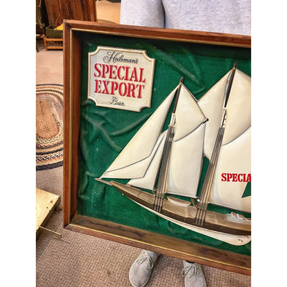 Vintage 1970s Heileman's Special Export Beer on Tap Wood Framed Advertising Sign