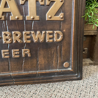 Vintage Blatz Beer Faux-Wood Plastic Drafter Brewed Beer Sign Tavern