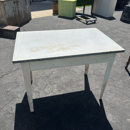 Vintage White Enamel Top Metal Kitchen Accent Table Gardening  Planting Table