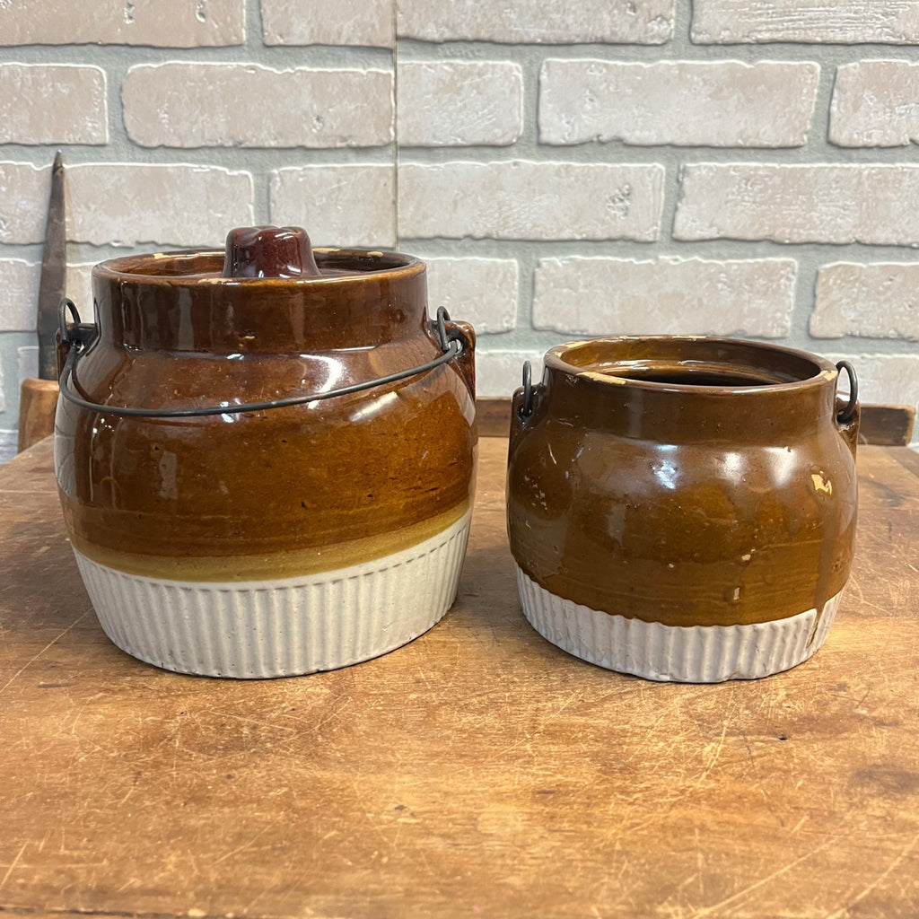 Antique Scarce 1910s  1/2 Quart Size Red Wing Bail,Handle Bean Pot No Lid