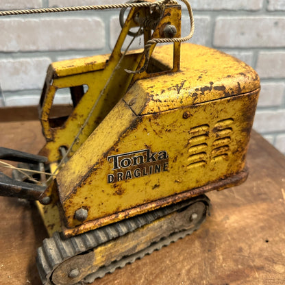 Early Tonka Dragline Vintage Pressed Steel Crane Toy Rusty For Parts Restoration