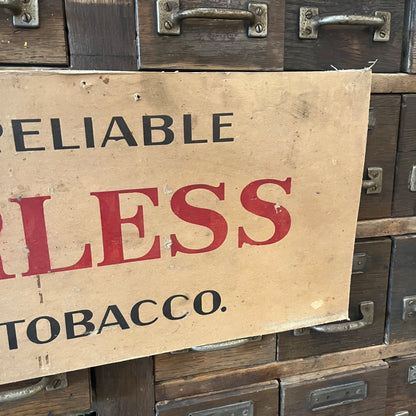 Antique Old Reliable Peerless Smoking Tobacco Cardbaord Sign