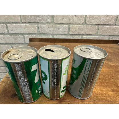 Vintage Lemon Lime Soda Cans Pull Tab Steel Flat Top Lot (3) Upper 10 Staff 76