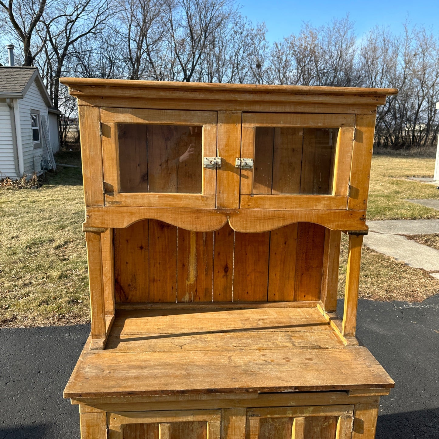 Antique Primitive Bakers Bread-Making Cabinet Cupboard