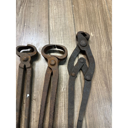 Antique Vintage 1800s Blacksmith / Farrier Tools Tongs