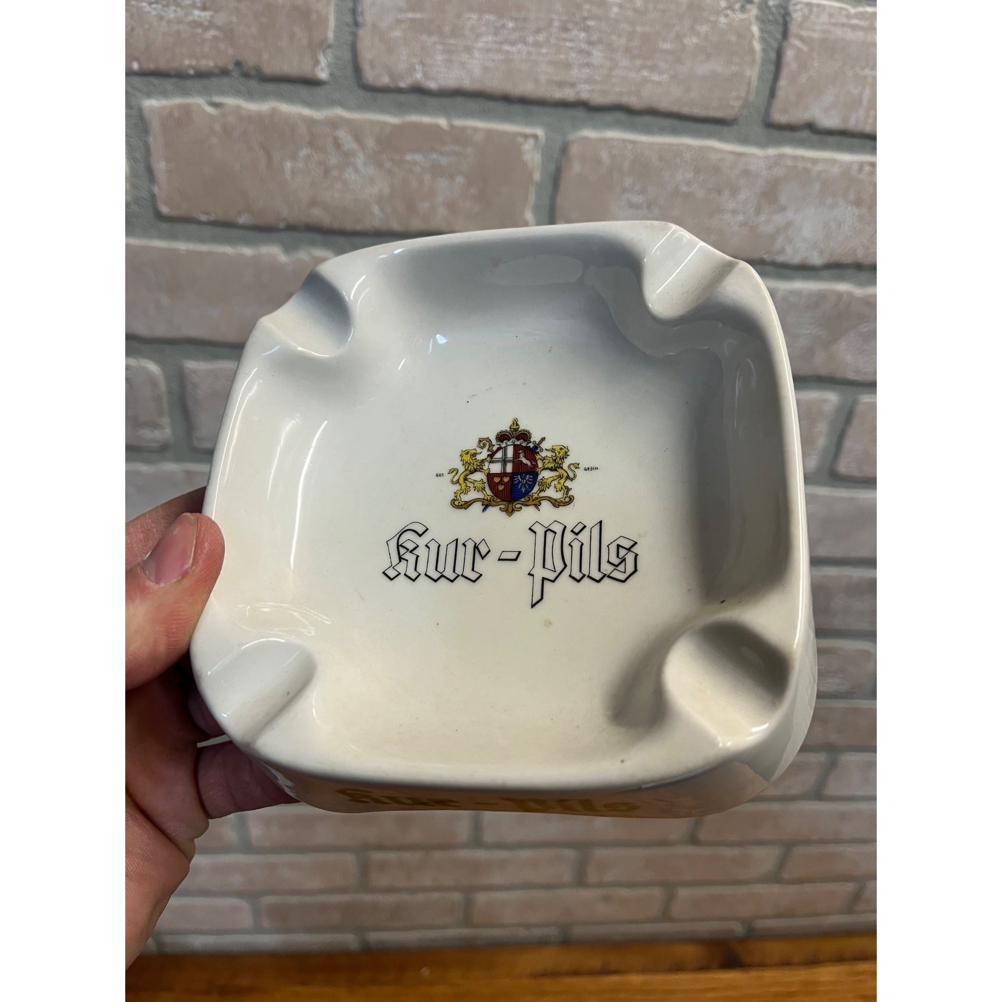 Kur Pils Pilsner Germany Advertising Bier Beer Ashtray Porcelain Ceramic