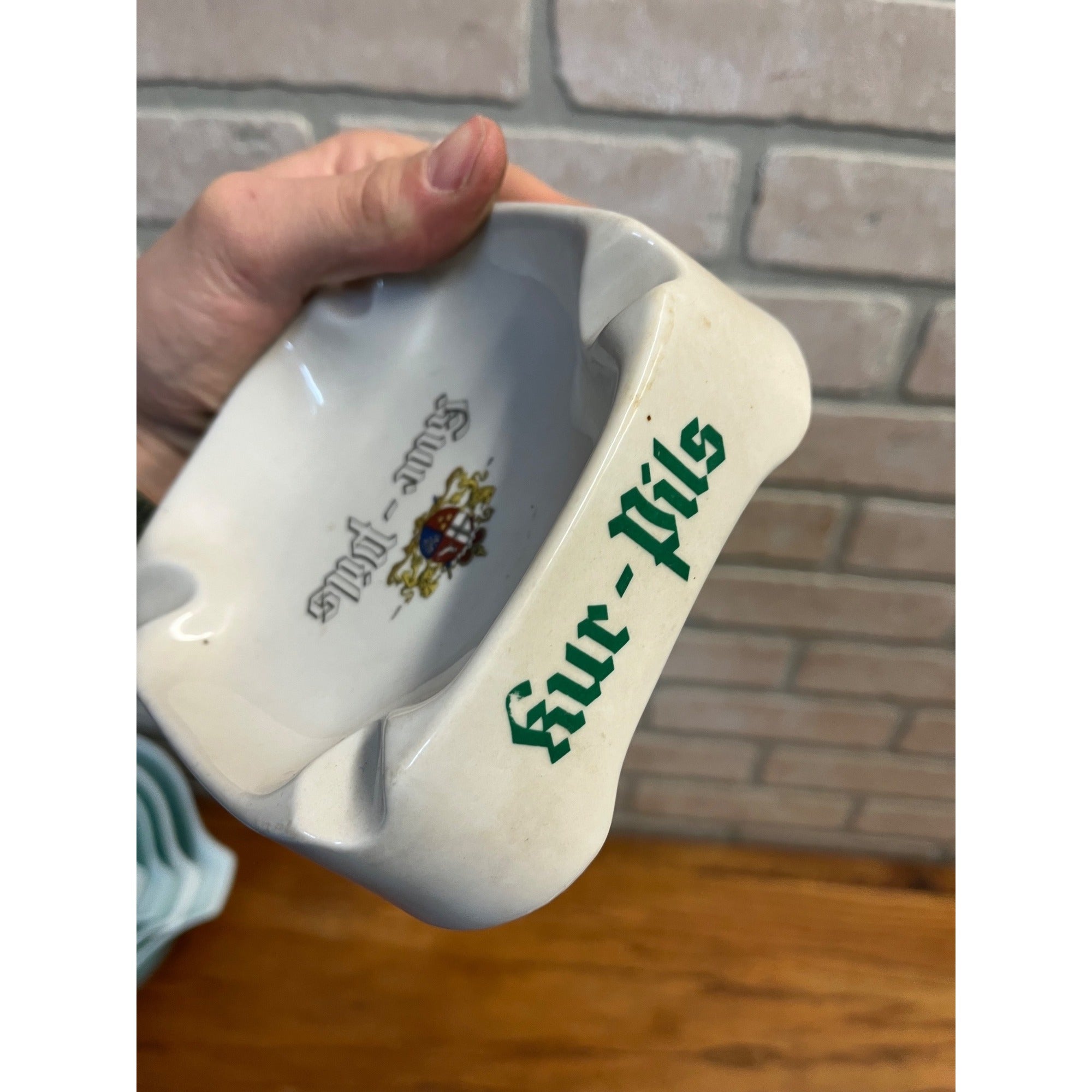 Kur Pils Pilsner Germany Advertising Bier Beer Ashtray Porcelain Ceramic