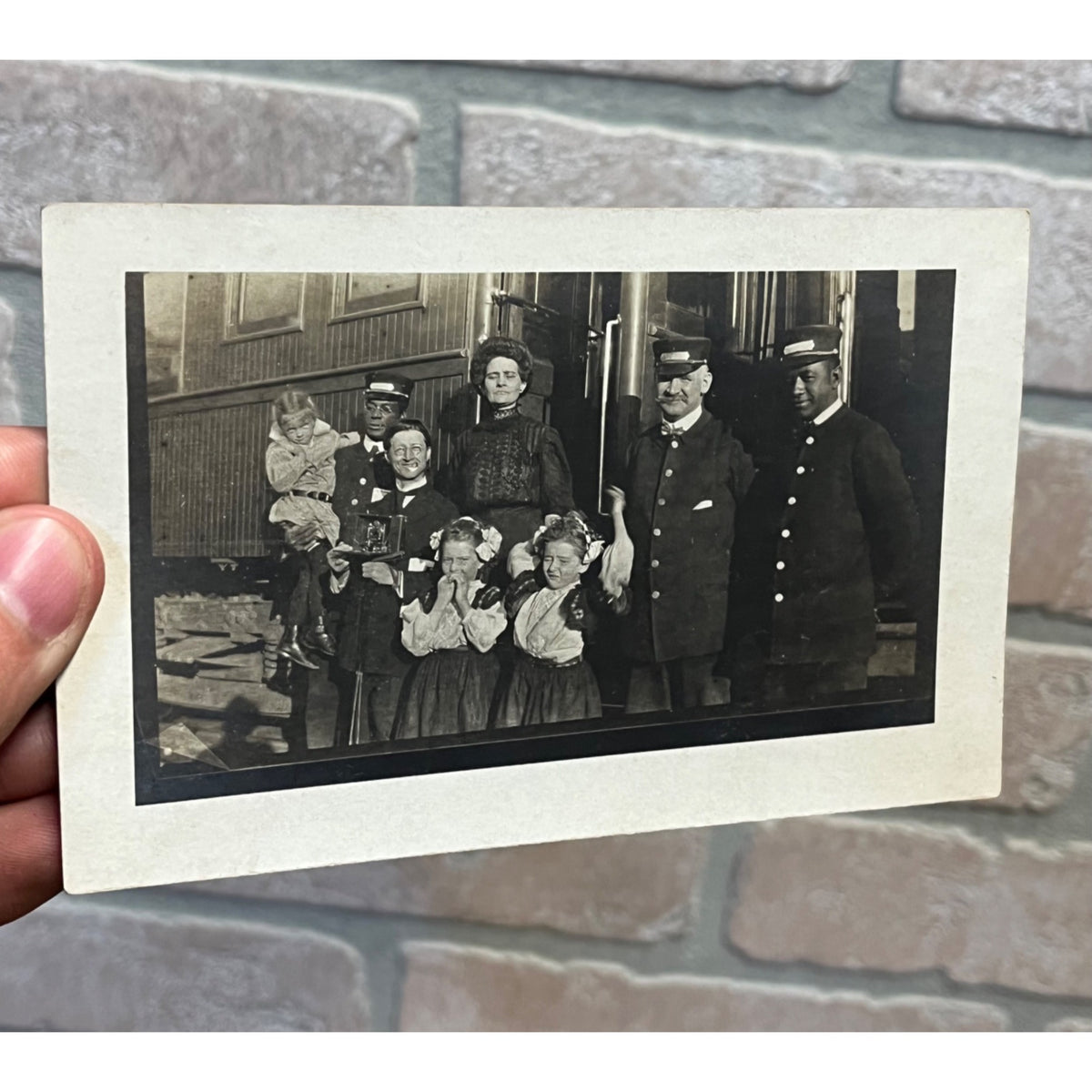 Postcard RPPC Railroad Conductors African American Real Photo Chicago Milwaukee?