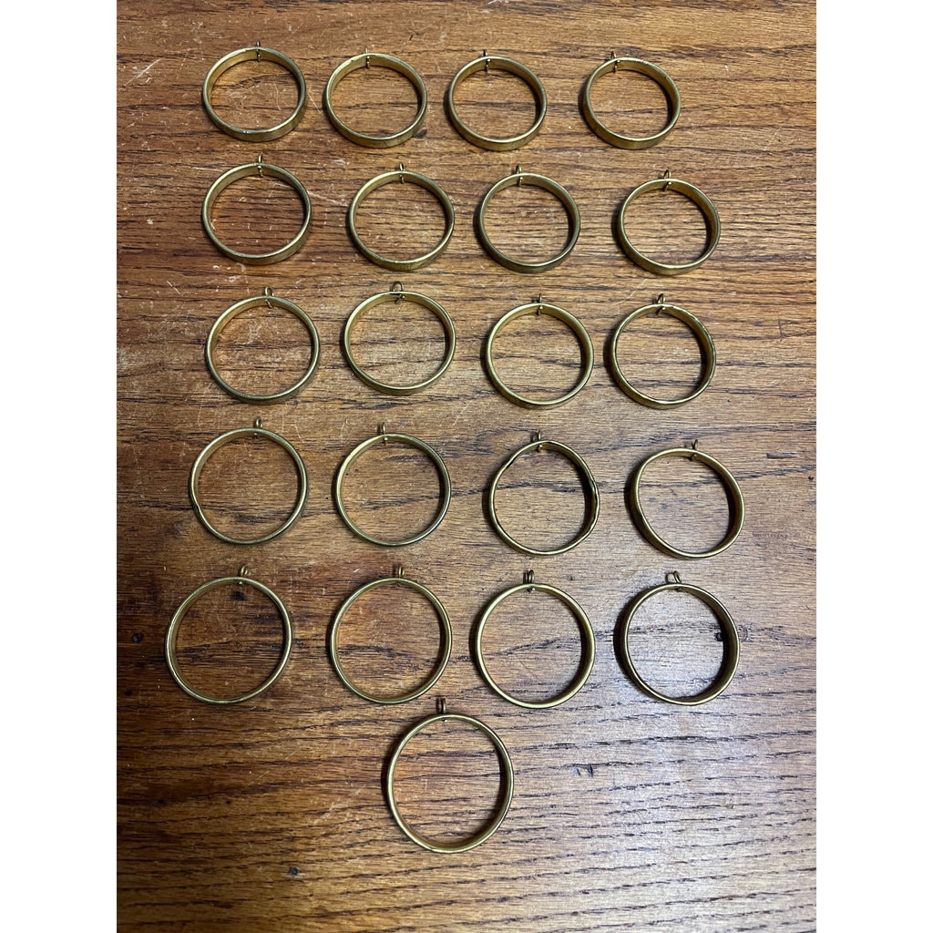 Vintage Café Curtain Rings Antique Brass Finish 1-3/4" Diameter Lot 21pcs