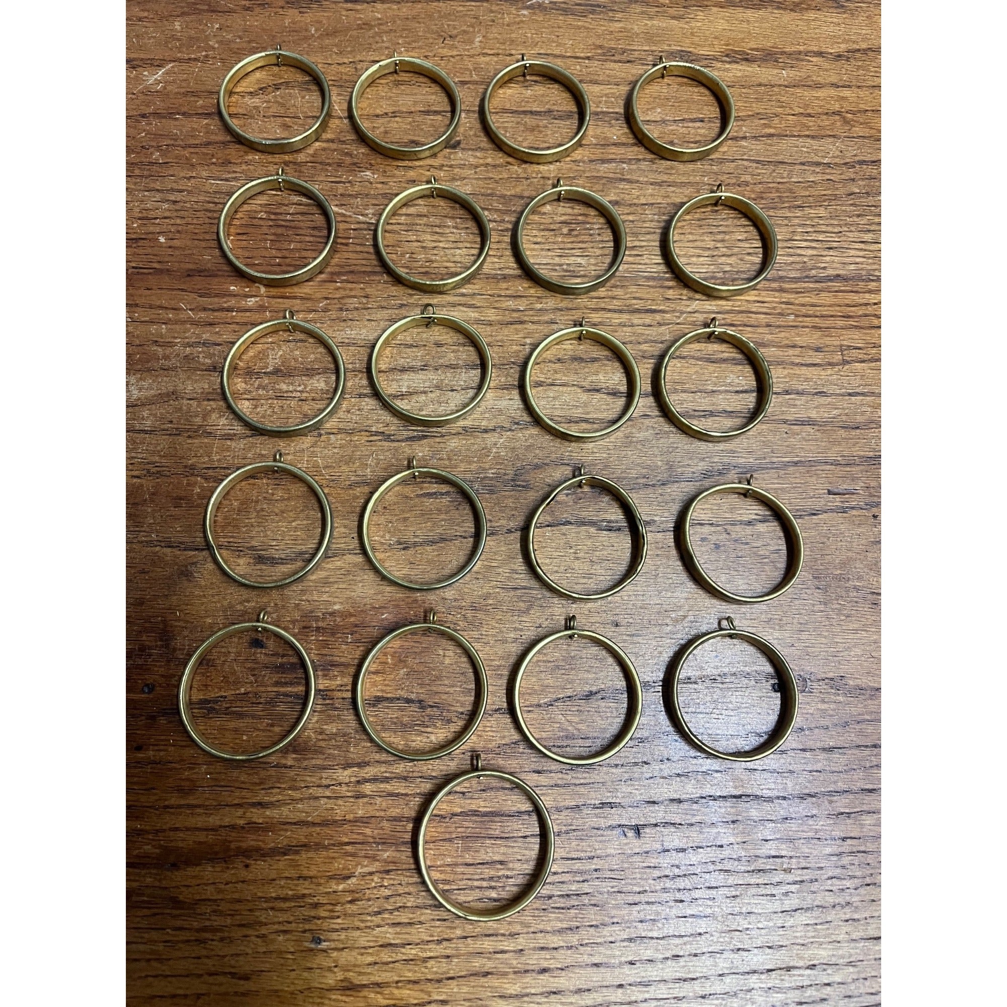 Vintage Café Curtain Rings Antique Brass Finish 1-3/4" Diameter Lot 21pcs