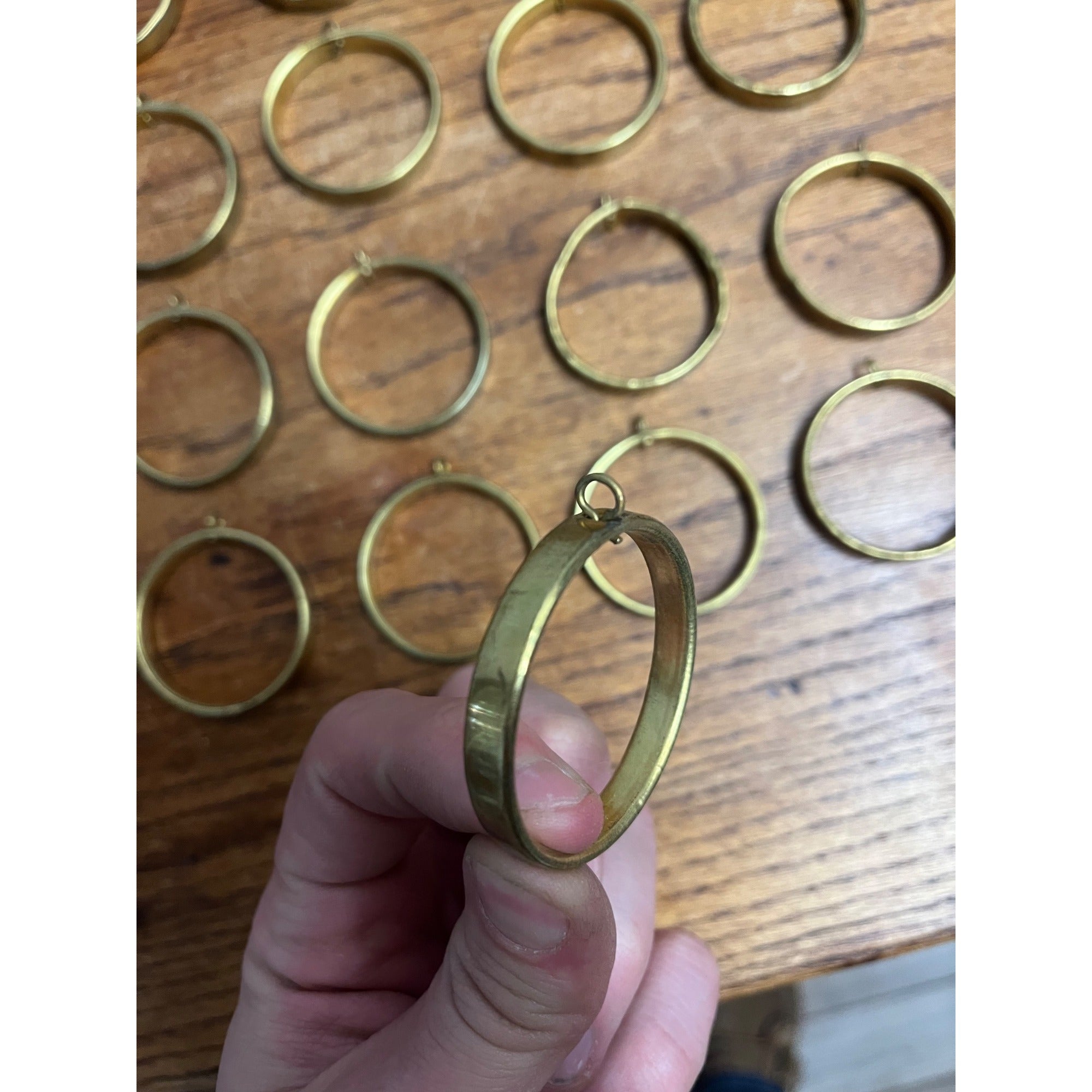 Vintage Café Curtain Rings Antique Brass Finish 1-3/4" Diameter Lot 21pcs