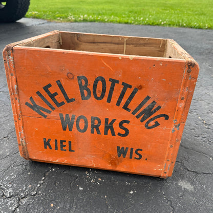 VINTAGE KIEL BOTTLING WORKS WOOD SODA CRATE BOX CASE WISCONSIN WIS ORANGE CRUSH