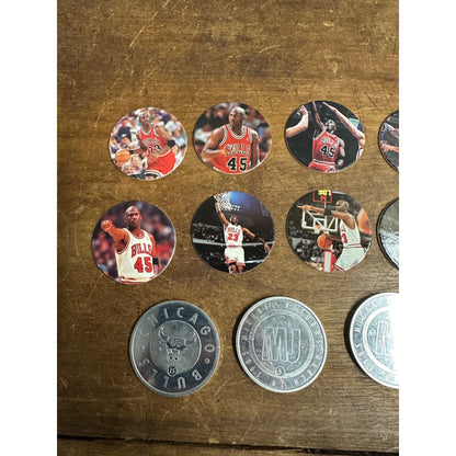 Vintage 1990s Upper Deck Michael Jordan Metal Tokens + Milk Caps POGS