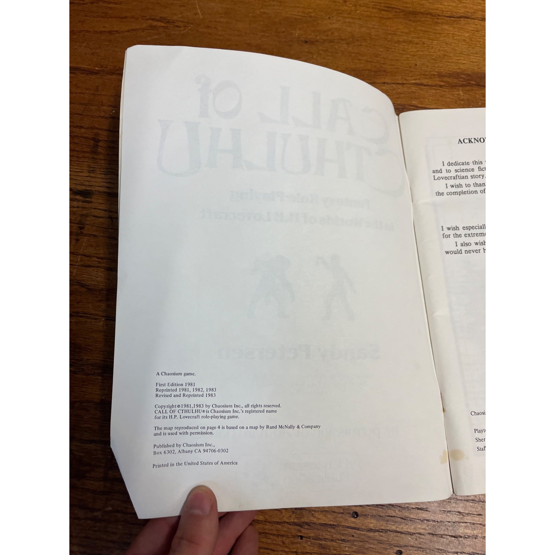 Call Of Cthulhu Second Edition Sandy Petersen 1983 Fantays Role Playing Game Book