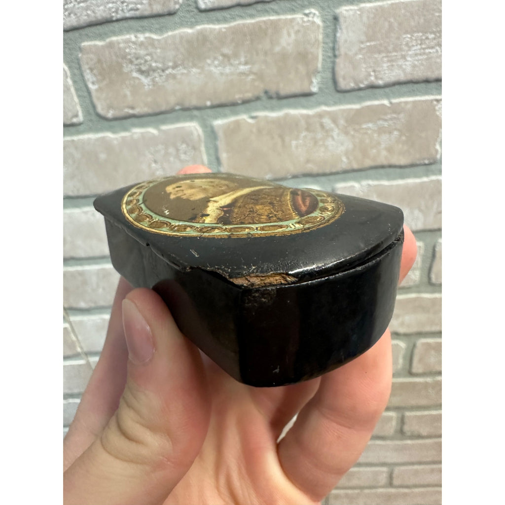 RARE 1880's Catholic Pope Leo XIII Lacquer Rosary Snuff Box