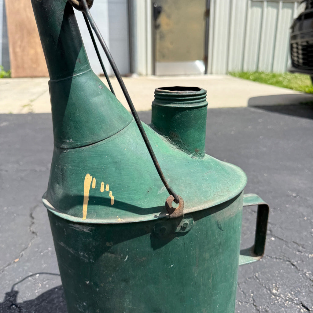 Vintage Galvanized Railroad Long Spout Oil Can Train Farm Water Green Paint