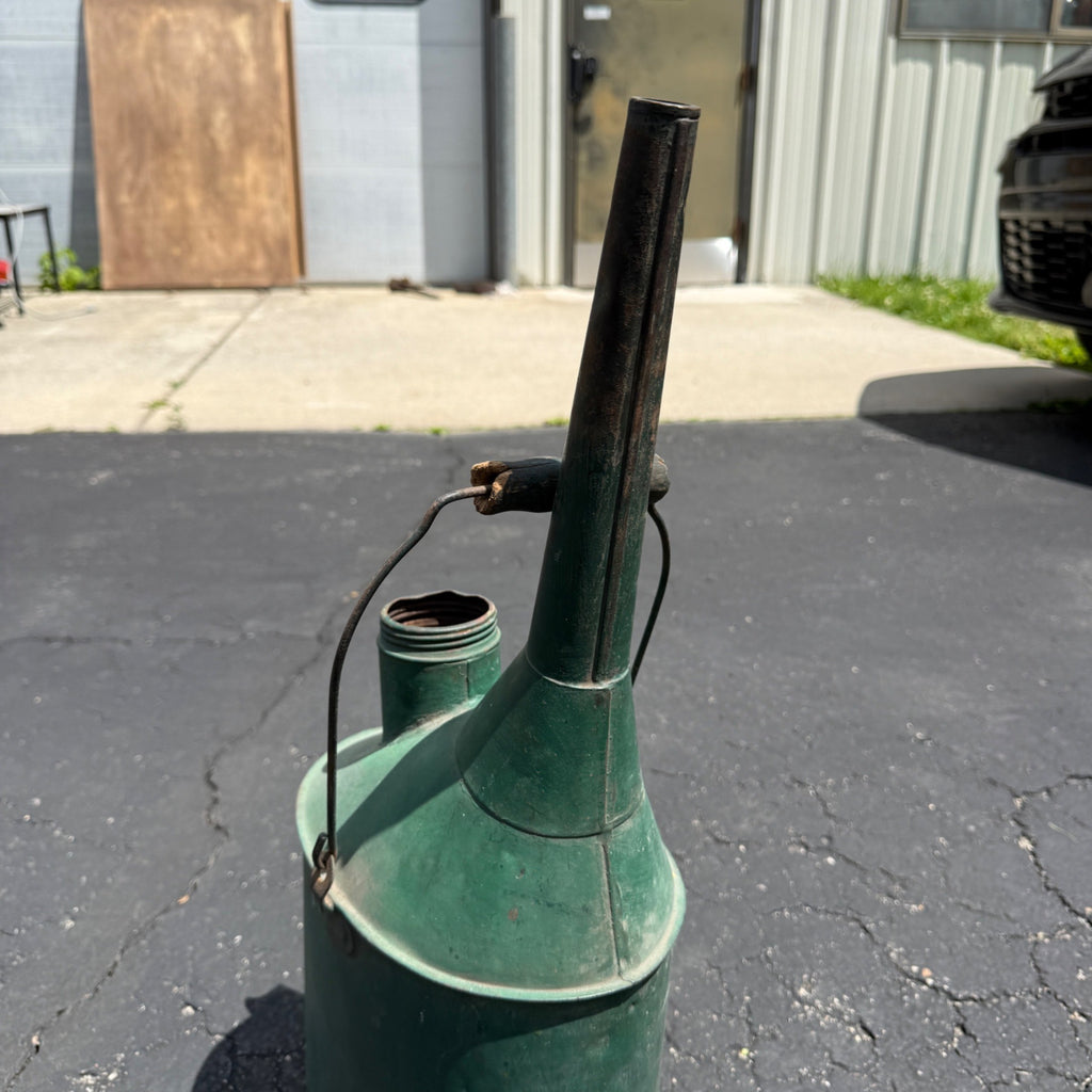 Vintage Galvanized Railroad Long Spout Oil Can Train Farm Water Green Paint