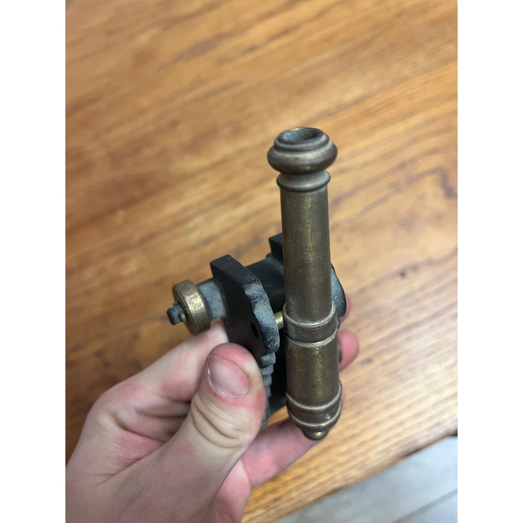 Vintage Brass & Cast Iron Miniature Cannon MF CO Toys 4.5" & 3"